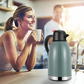 SSAWcasa Thermal Coffee Carafe 68oz Double Wall Vacuum Coffee Thermos Stainless Steel Insulated Airpot Thermal Pot Flask 12 Hour Heat Retention/24 Hour Cold Retention(Spotted Green)